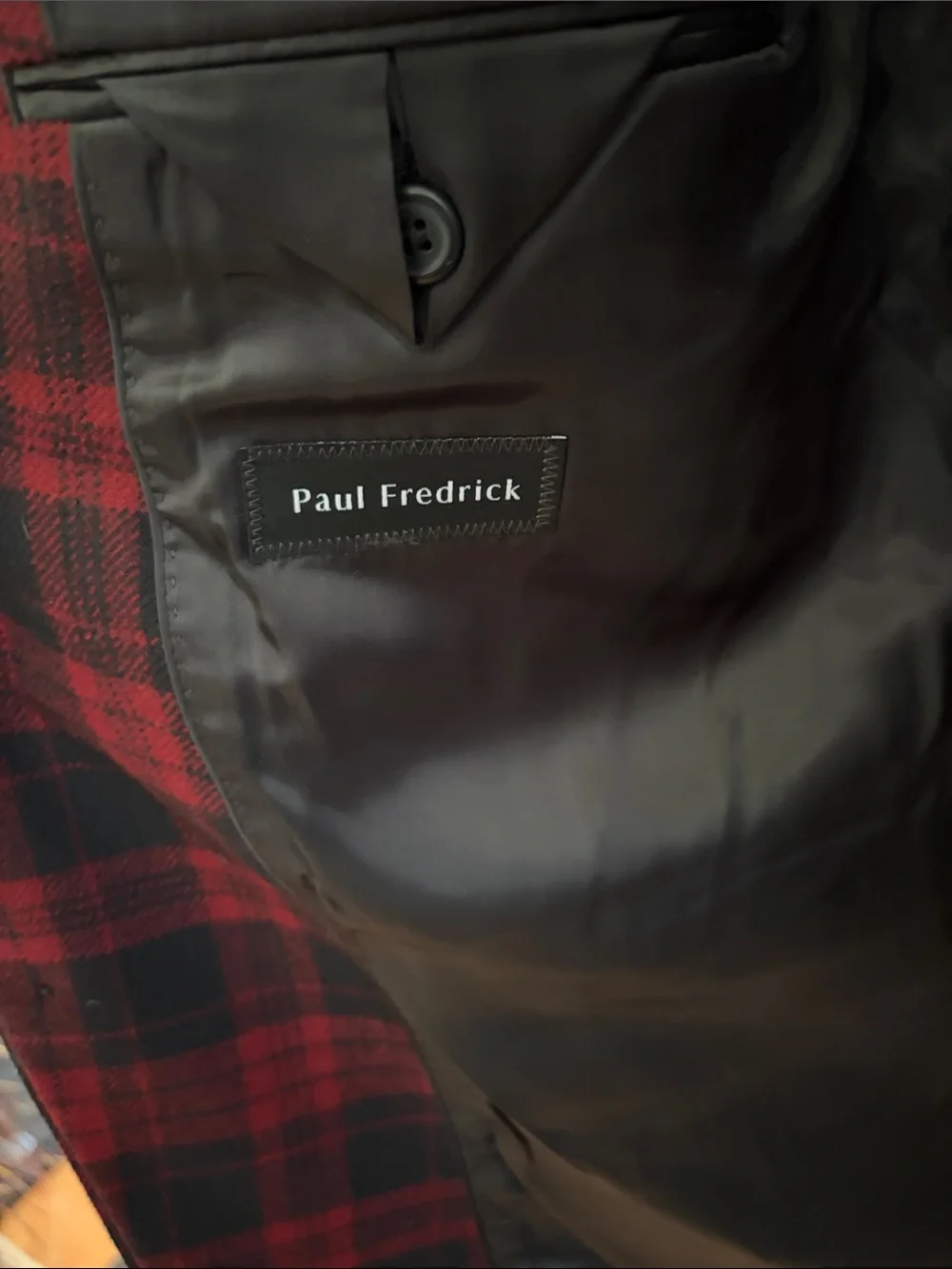 Paul Fredrick Red and Black Plaid Dress Coat worn Once